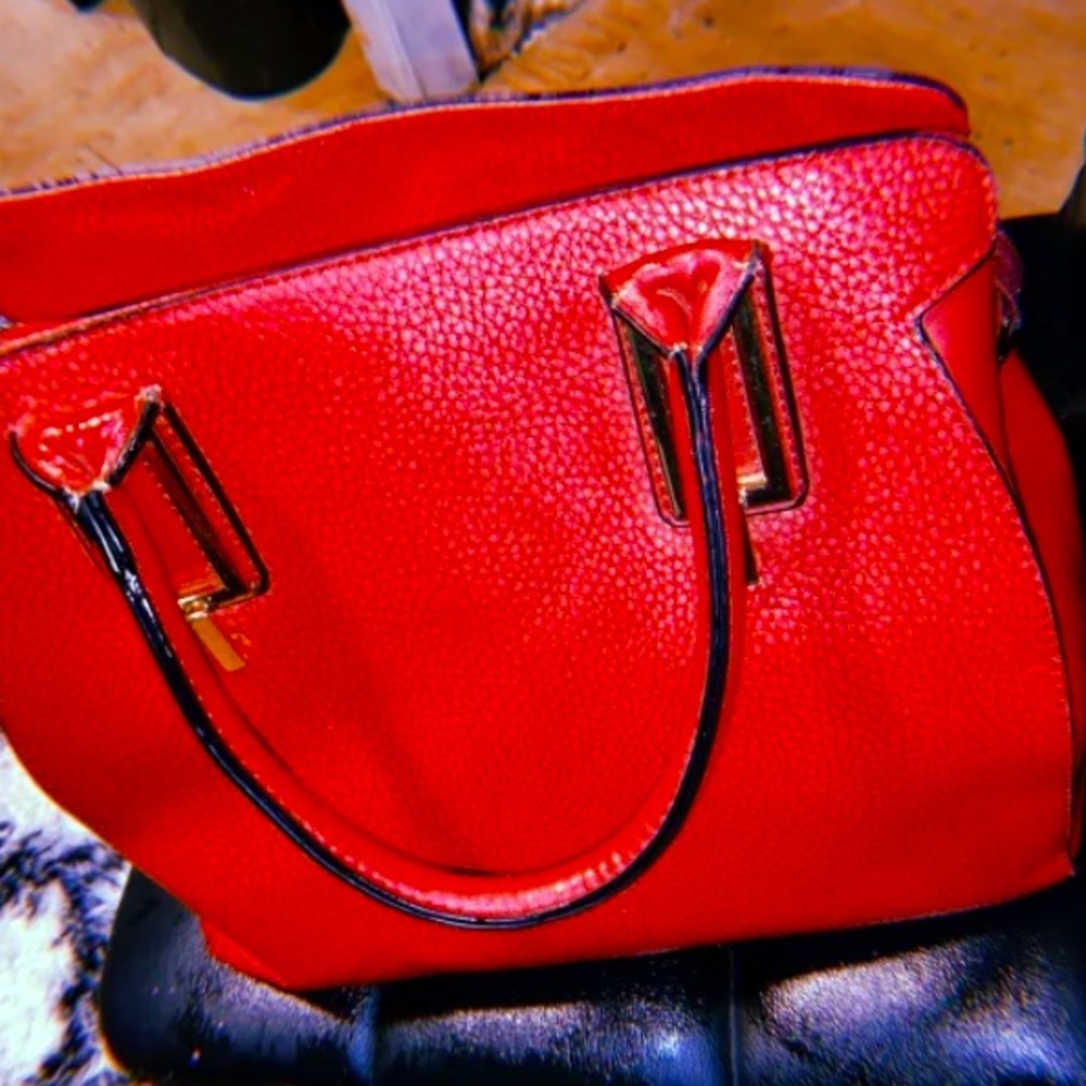 Red & Gold Leather Purse